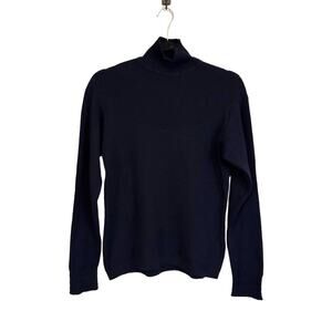 Vintage Mary Ann Restivo Wool Turtleneck Sweater Navy Blue Medium